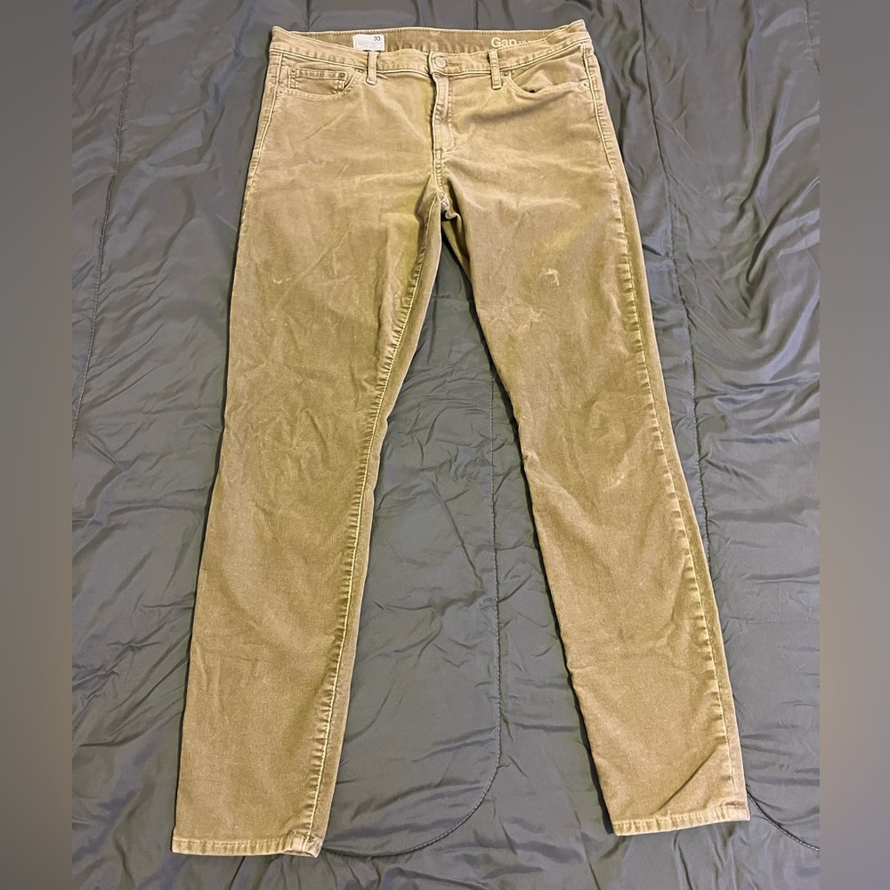 Gap 1969 Corduroy Tan Jeans Modern Stretch True Skinny Size 33 Regular Womens